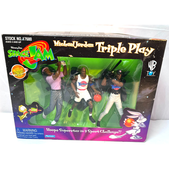 1996 Playmates - Michael Jordan Triple Play Space Jam Figure Set - NIB/Sealed - Picture 1 of 6